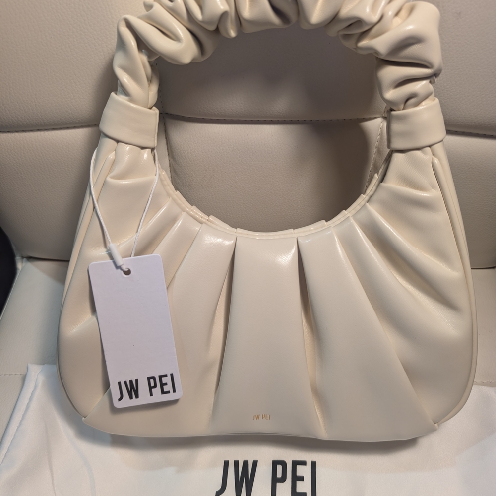 JW PEI Cream Scrunch Handle Shoulder Bag